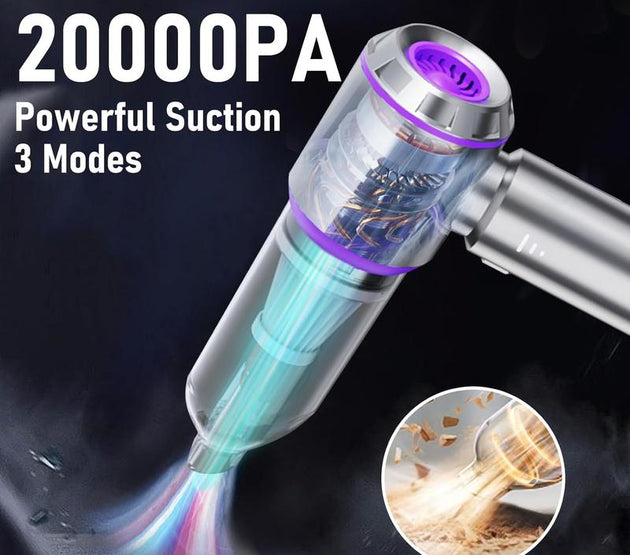 Car vacuum portable cordless 20000pa high power mini vacuum cleaner 4in1 compressed air duster air blower pump hand held vacuum with brushless motor for car home officecamping purple