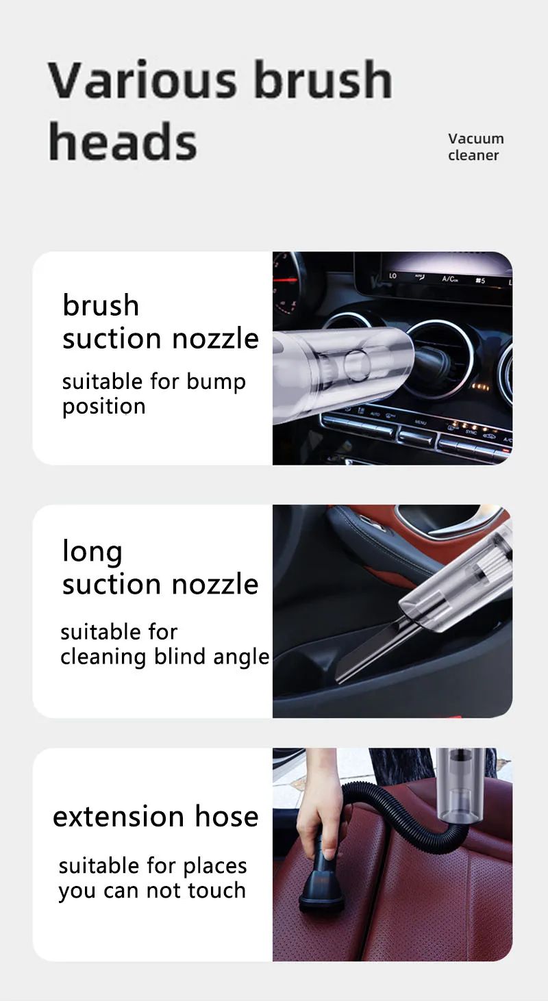 Portable Mini with Wireless Cordless 13000pa Dry Handheld Vacuum Cleaner