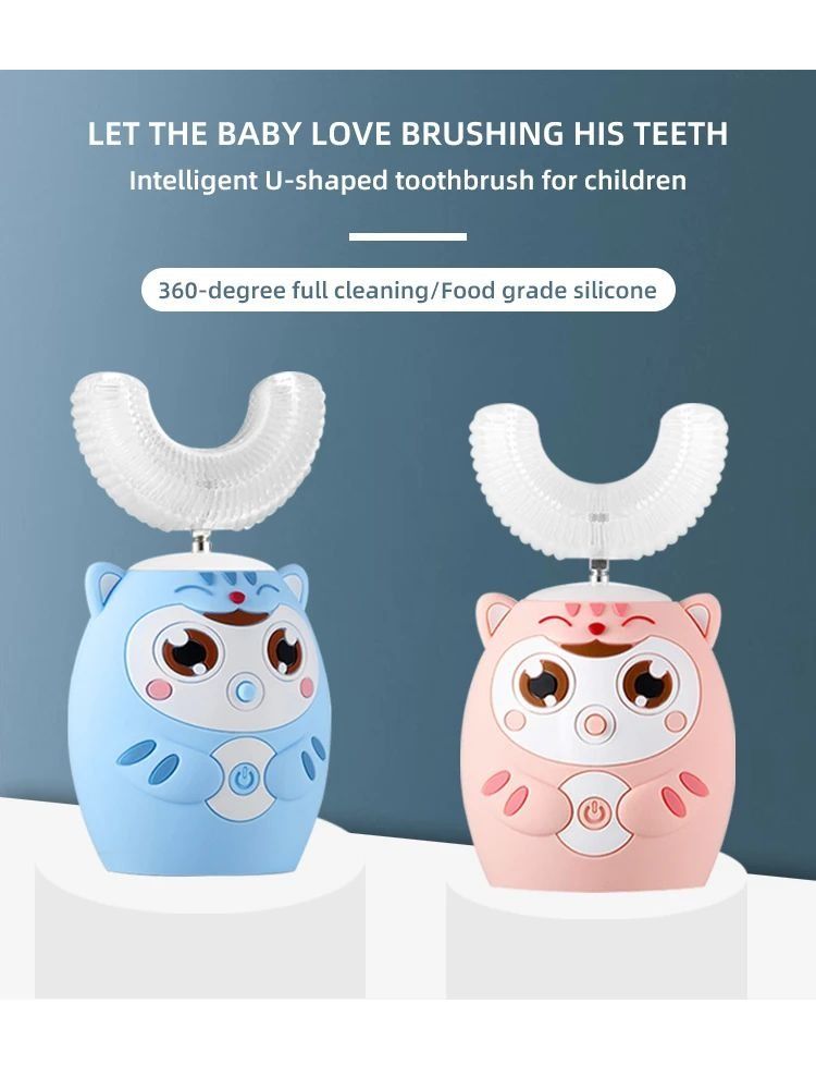 Private Label Teeth Whitening Smart Sound U-shaped Electric Toothbrush for Children