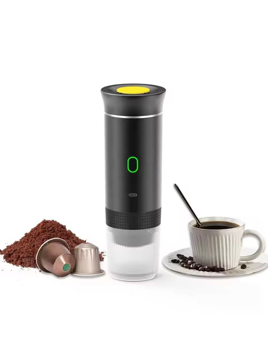 Electric portable coffee maker, battery-powered, suitable for car trips