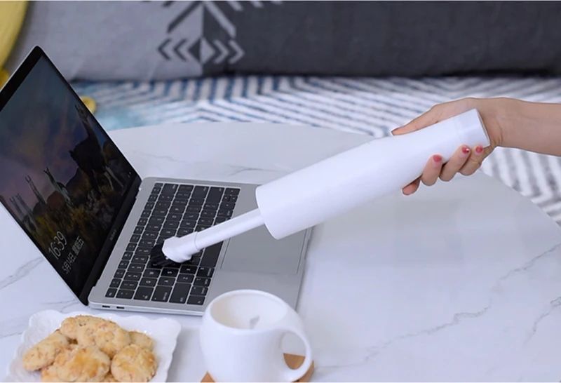 Cordless Desktop Car Vacuum Cleaner Miniature Size with 2500 mAh Battery, Night Light, USB Power Supply, and Drying Function