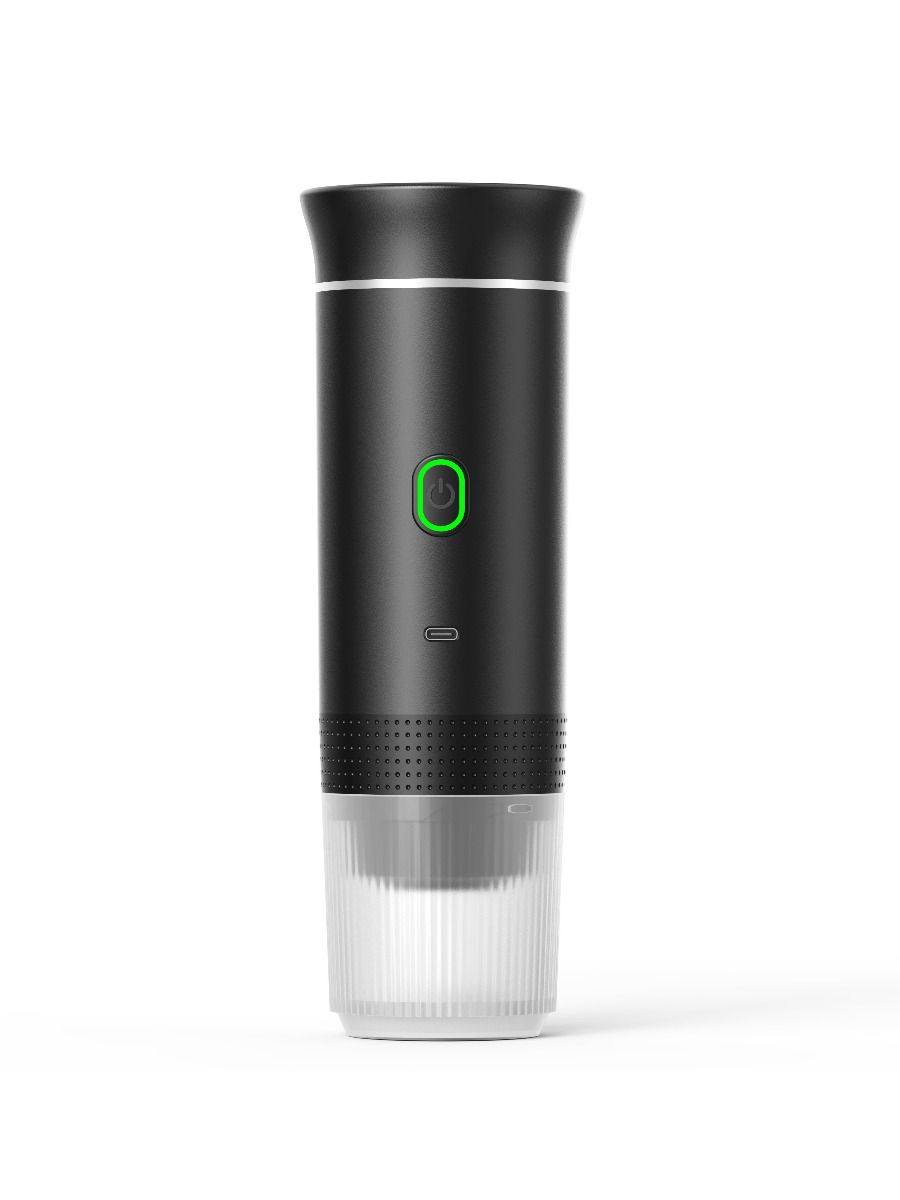 Electric portable coffee maker, battery-powered, suitable for car trips