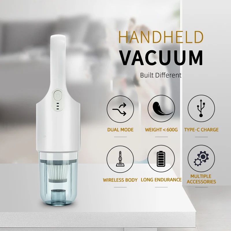 QUANLV Vacuum Car Vacuum Cleaner, 12000 Pa, Handheld Vacuum Cleaner for Dry and Wet Cleaning, Brushless Electric Motor, Handheld Cordless, 12 kPa, 11.1 V