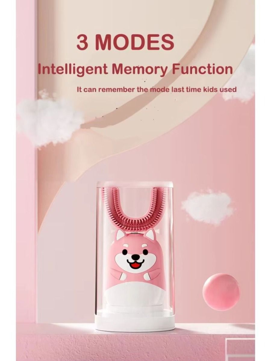 Children's Rechargeable Smart Electric Toothbrush USB 360 Degree U-Shaped Sonic Electric Toothbrush 3 Modes for Kids