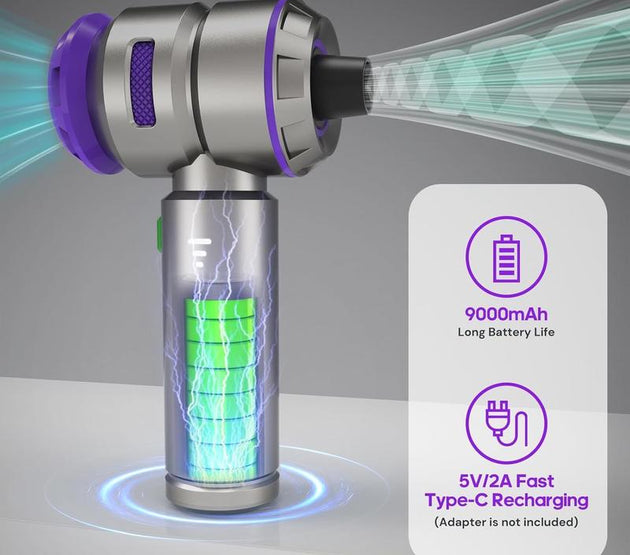 Electric air Duster - 2 in 1 210000RPM Brushless Air Duster & 21000PA  Vacuum 9000mAh  Air Blower  Handheld Vacuum for ,Office and