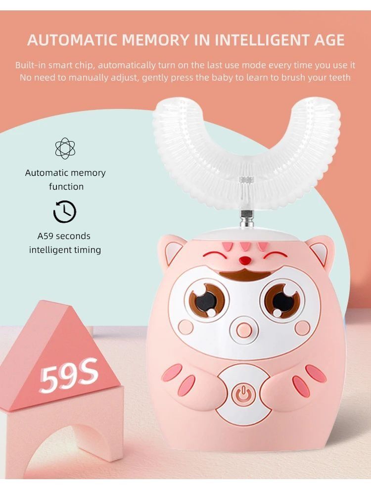 Private Label Teeth Whitening Smart Sound U-shaped Electric Toothbrush for Children