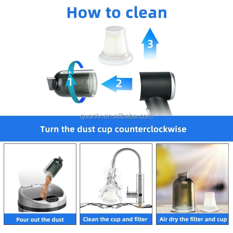 Wireless portable vacuum cleaners can be rechargeable vacuum wet cleaners for home and car air purifiers