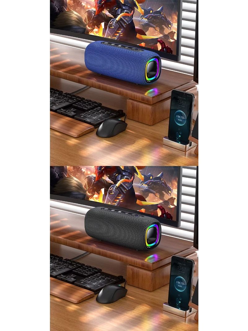 New materials, gadgets, electronic speakers, audio systems, sound equipment/amplifiers/speakers, trendy products with RGB lighting