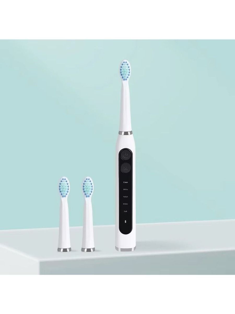 USB charges a portable electric toothbrush for adults containing 2 toothbrush heads and 5 operating modes