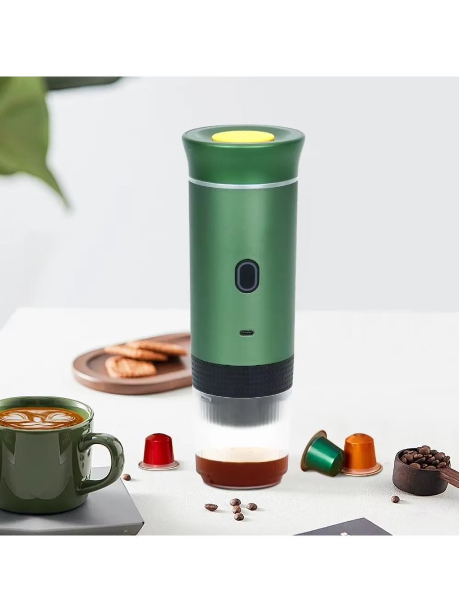Electric portable coffee maker, battery-powered, suitable for car trips