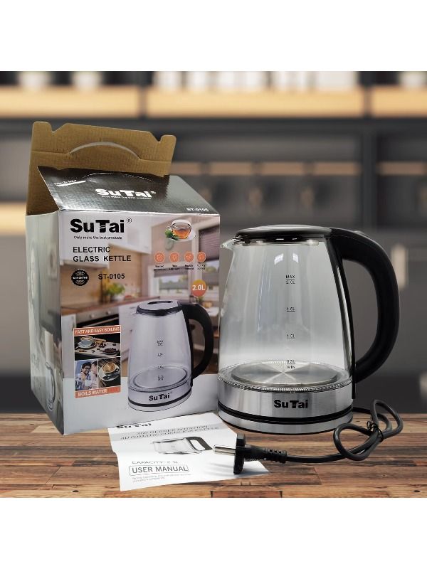 1.8L Clear Borosilicate Glass Health Electric Kettle