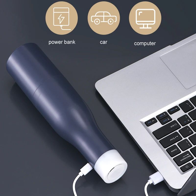 Cordless Desktop Car Vacuum Cleaner Miniature Size with 2500 mAh Battery, Night Light, USB Power Supply, and Drying Function