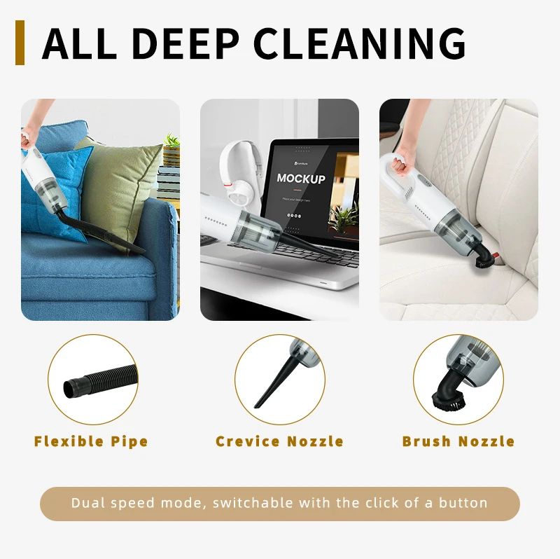 QUANLV Vacuum Car Vacuum Cleaner, 12000 Pa, Handheld Vacuum Cleaner for Dry and Wet Cleaning, Brushless Electric Motor, Handheld Cordless, 12 kPa, 11.1 V