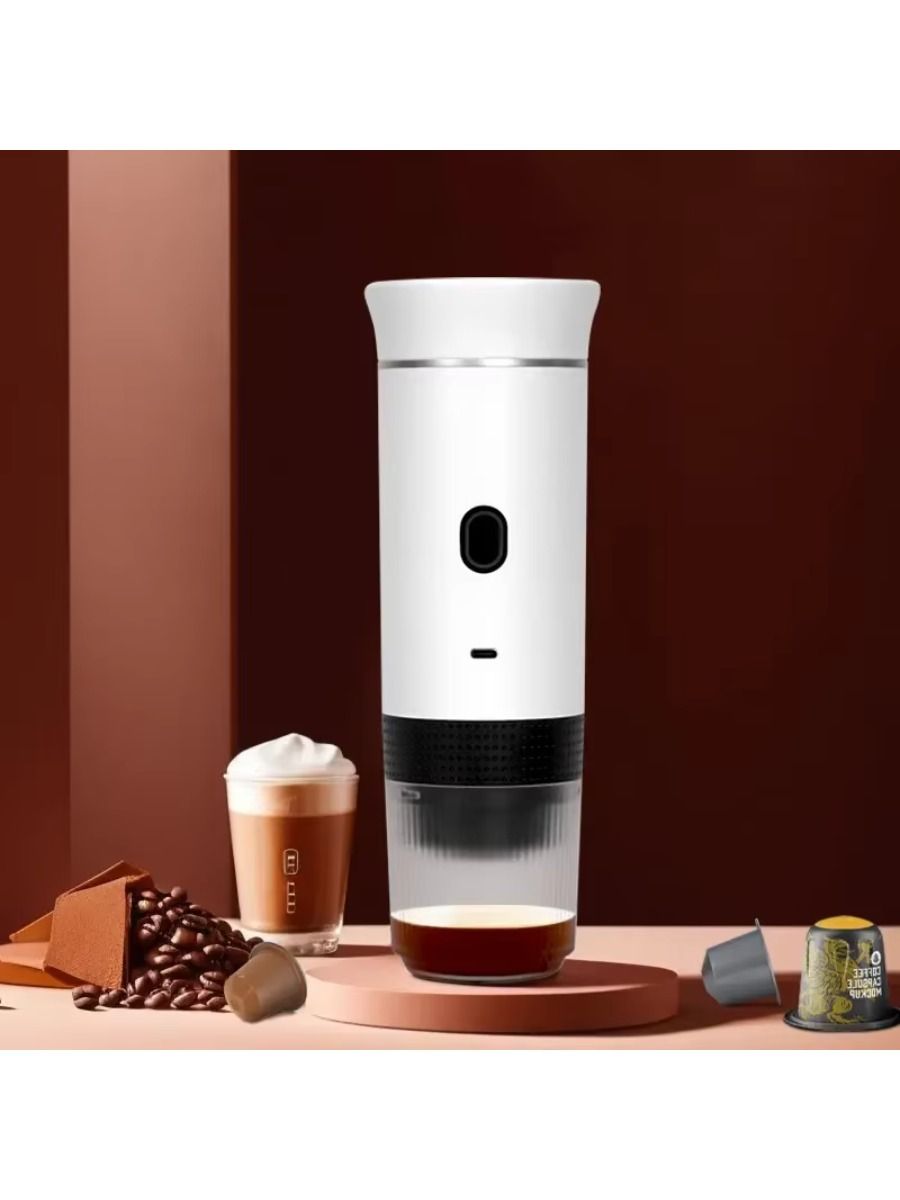 Electric portable coffee maker, battery-powered, suitable for car trips