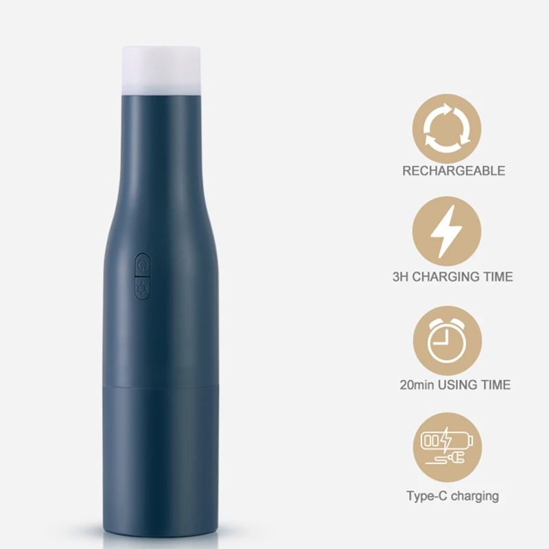 Cordless Desktop Car Vacuum Cleaner Miniature Size with 2500 mAh Battery, Night Light, USB Power Supply, and Drying Function