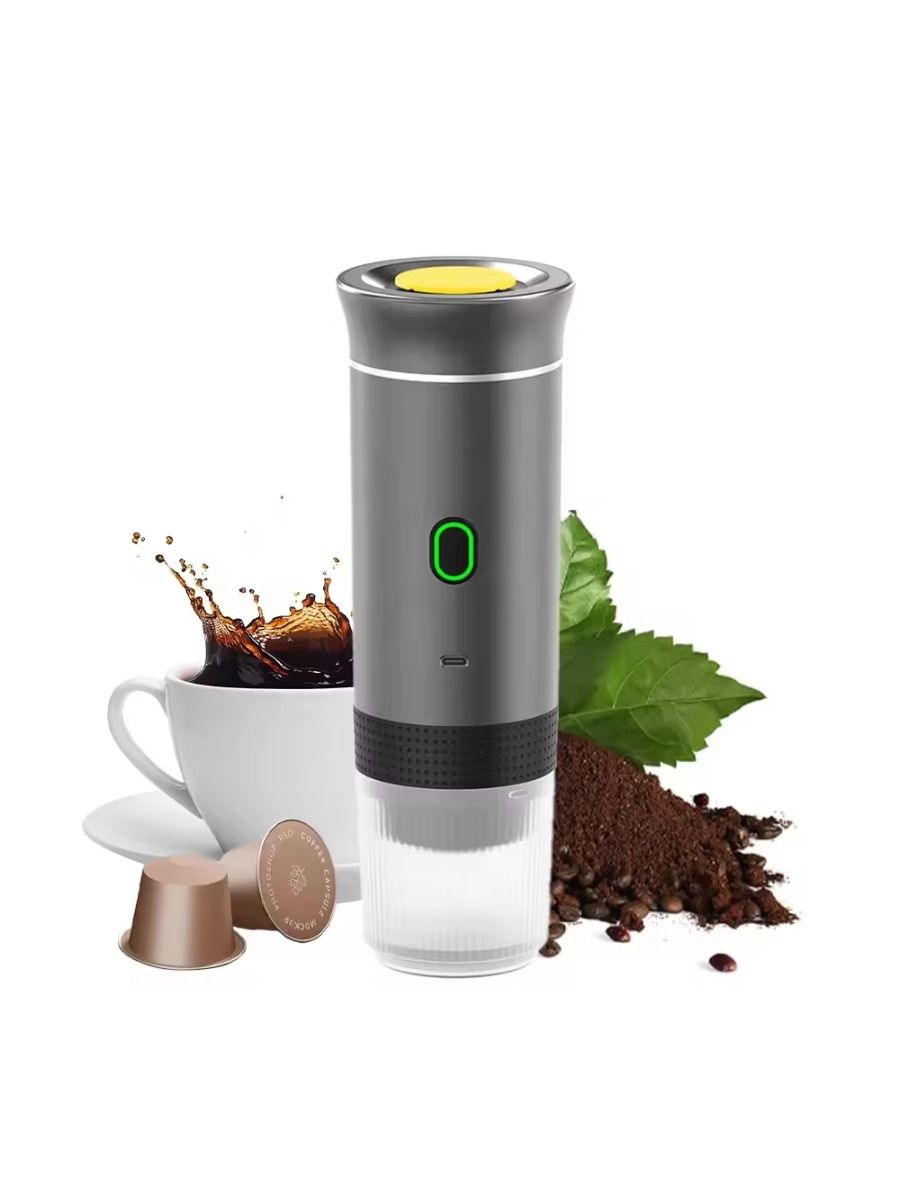 Electric portable coffee maker, battery-powered, suitable for car trips