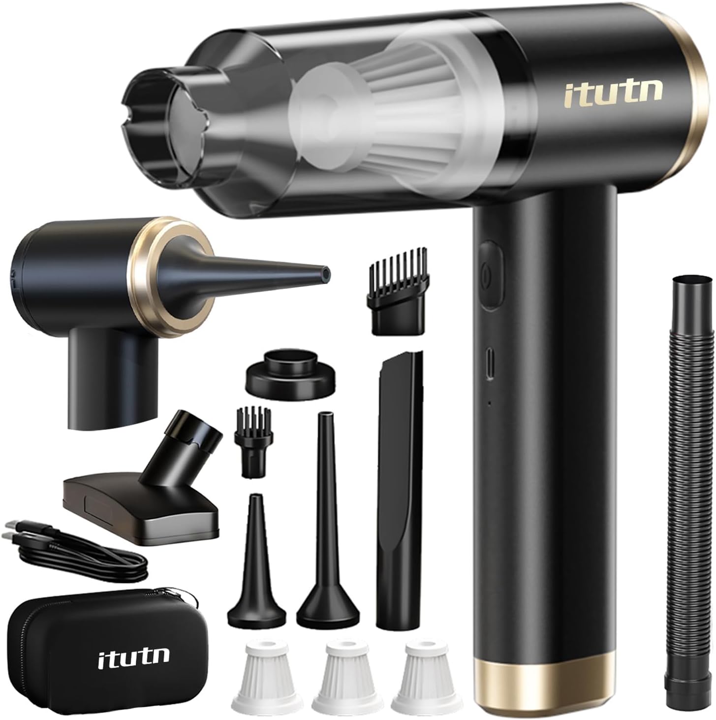 Car Vacuum Portable Cordless, 15000PA Powerful Suction, High Power, Mini Portable Vacuum for Car, Handheld Small Vacuum Cleaner & Air Duster for Home, Office, Desk,PC, Keyboard Cleaning