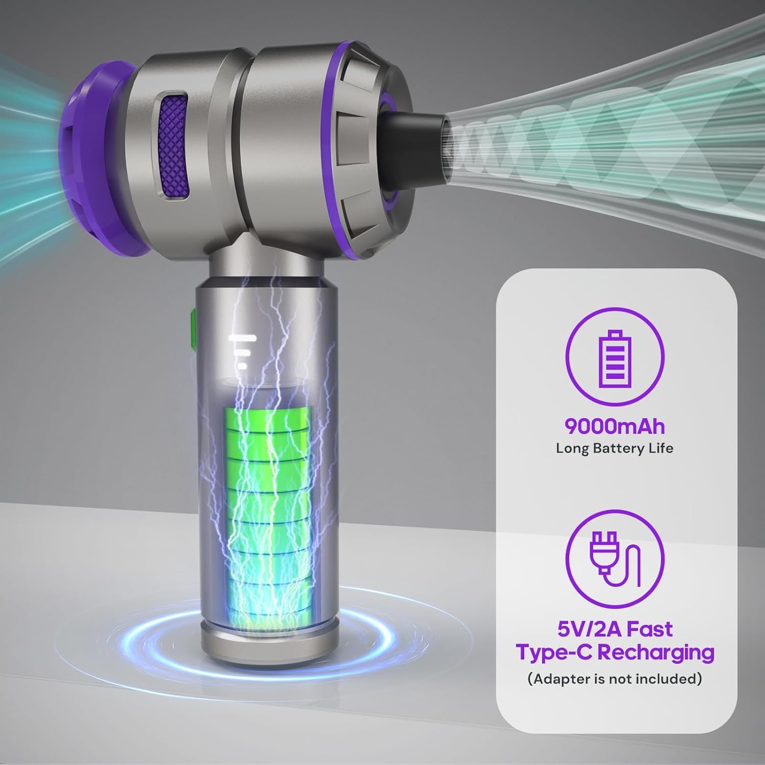 Electric air Duster - 2 in 1 210000RPM Brushless Air Duster & 21000PA Car Vacuum 9000mAh Battery Air Blower Wireless Handheld Vacuum for Car,Office and Home