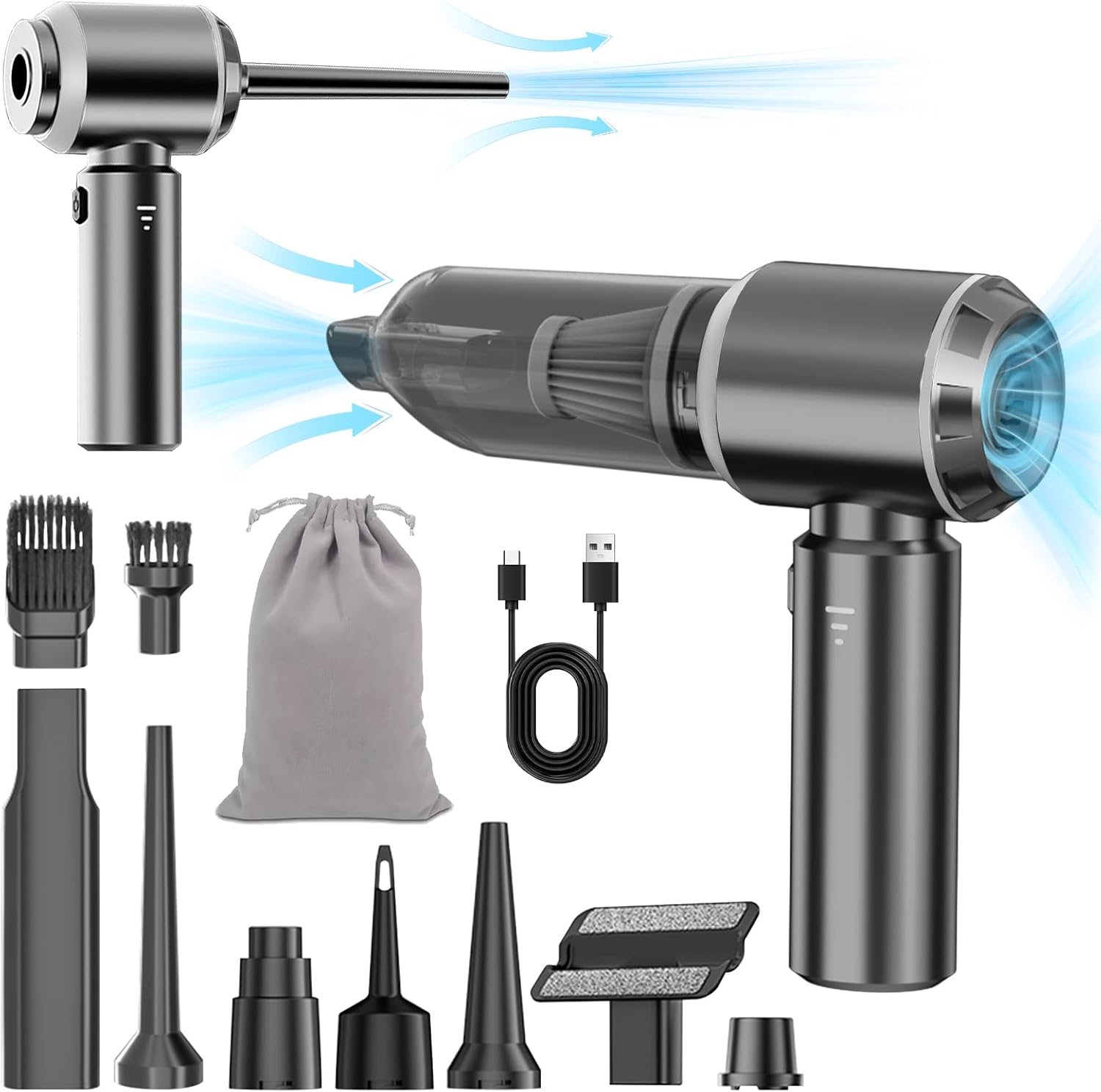 Car Detailing Vacuum Cleaner – Cordless 20000Pa Handheld Mini Vacuum & Air Duster for Car Cleaning Kit, 3-Speed Brushless Motor, 6000mAh Battery, Home Office Camping