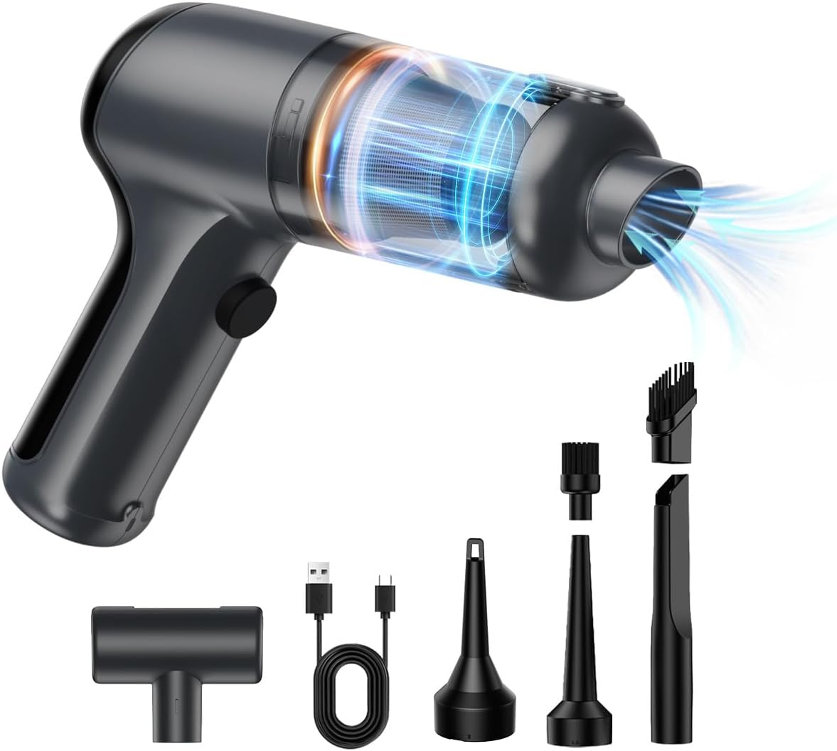 Handheld Mini Air Blower/Car Vacuum Cleaner, Rechargeable Electric Air Duster/Vacuums with Brushless Motor, 18000pa High Power Cordless Suction/Blower Portable Vacuum Cleaner for PC,Silver