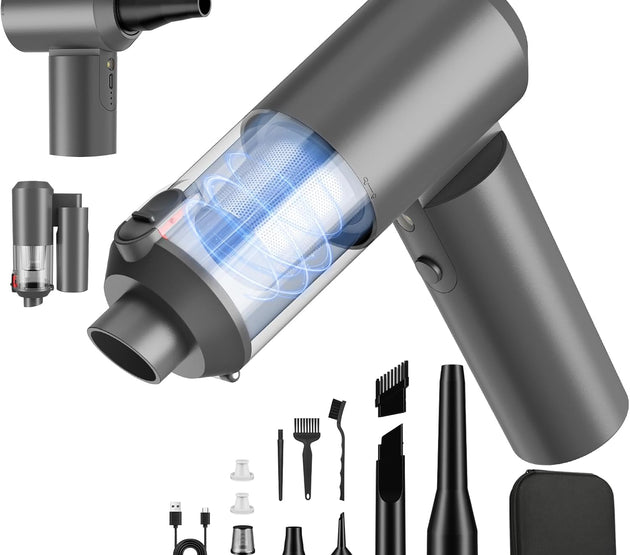 Car Vacuum Portable Cordless with 16000PA Ultra Suction 4-in-1 Foldable Air Duster & Brushless Motor Rechargeable Handheld Vacuum for Pet Hair, Car Seats, Home & Office Cleaning