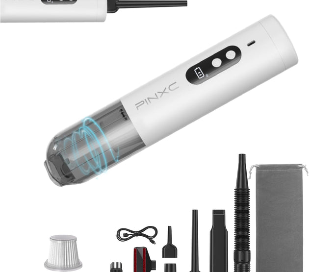 Mini Vacuum Cleaner Cordless 15000PA High Power,Handheld Car Vacuum, 5 in 1 Portable Vacuum for Car, Home & Pet Hair, Type-C Rechargeable, LED Display,Up to 30 Mins Runtime, Multi-Nozzles