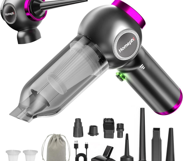 Car Vacuum Portable Cordless, 17500Pa Suction, 4 in 1 Mini Handheld Vacuum Cleaner, Ultra Lightweight, Compact Rechargeable Dust Buster Hand Vacuum, for Car Interior, Home, Pet Hair, Camping