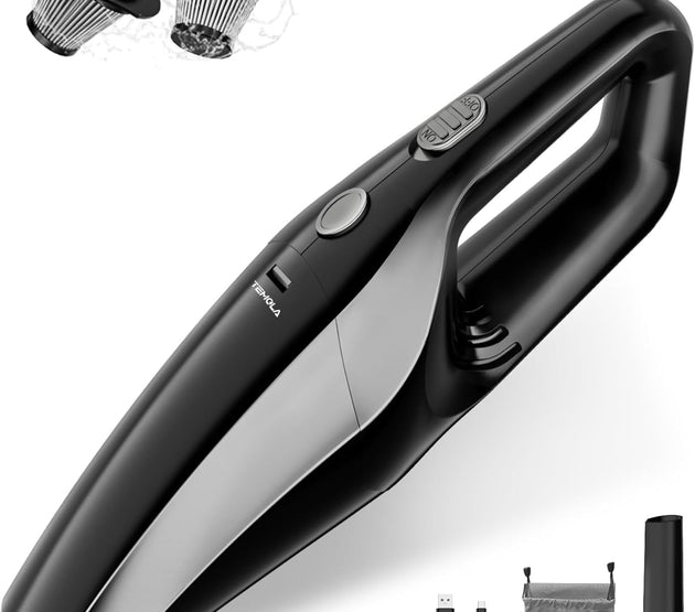 TEMOLA Handheld Vacuum Cordless, Car Vacuum Portable Cordless 12000Pa with Brushless Motor, 0.8lbs Lightweight Mini Vacuum Cleaner, Car Accessories for Women Home Pet Office