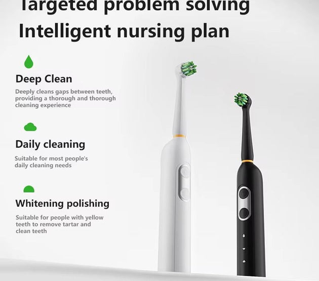 Electric toothbrush with a luminescent display contains 3 rotation modes, 2000 milliamps with sound waves used in daily portable soft-bristle boxes.
