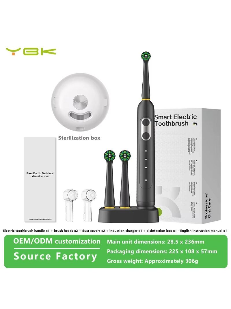 Electric toothbrush with a luminescent display contains 3 rotation modes, 2000 milliamps with sound waves used in daily portable soft-bristle boxes.