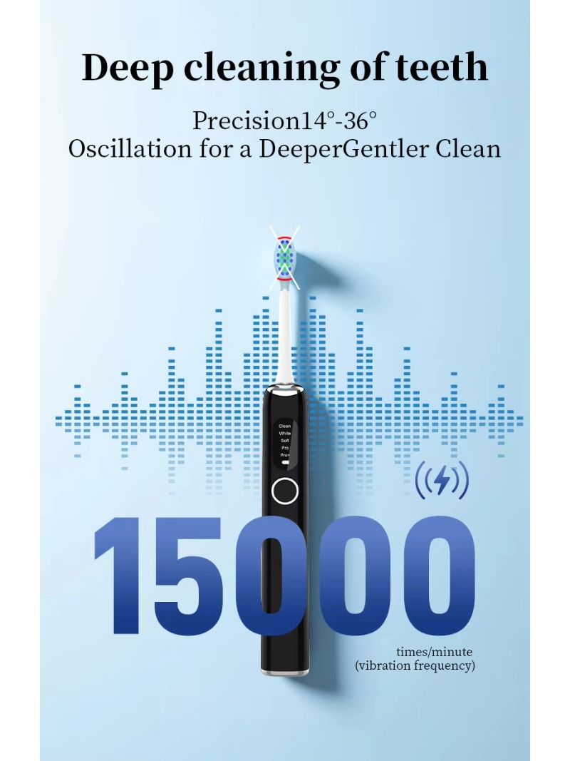 USB charges a portable electric toothbrush for adults, containing 2 toothbrush heads and 5 operating modes.