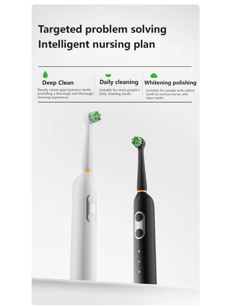 Electric toothbrush with a luminescent display contains 3 rotation modes, 2000 milliamps with sound waves used in daily portable soft-bristle boxes.