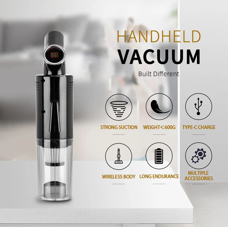 Best Seller, 2025 Portable Wireless Vacuum Cleaner 4 in 1 with Backlight