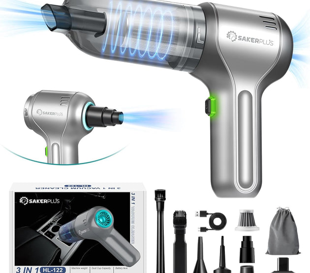 Car Vacuum Cleaner-Wireless Handheld Car Vacuums with Best Suction,Brushless Motor 12000PA Maximum Power,3 in 1 Mini Portable Vacuum Cleaner Cordless for Home,Office,Kitchen,Cars