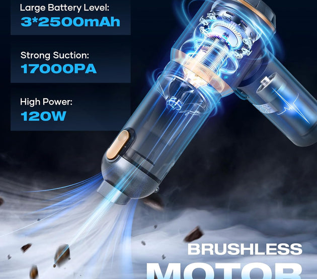 MENDED Handheld Car Vacuum Cleaner 15000PA Portable,Cordless 3 in 1 Handheld Vacuum with 2025 Upgrade Brushless Motor and Type C for Car,Office and Home Cleaning HL127 (Rose Gold)