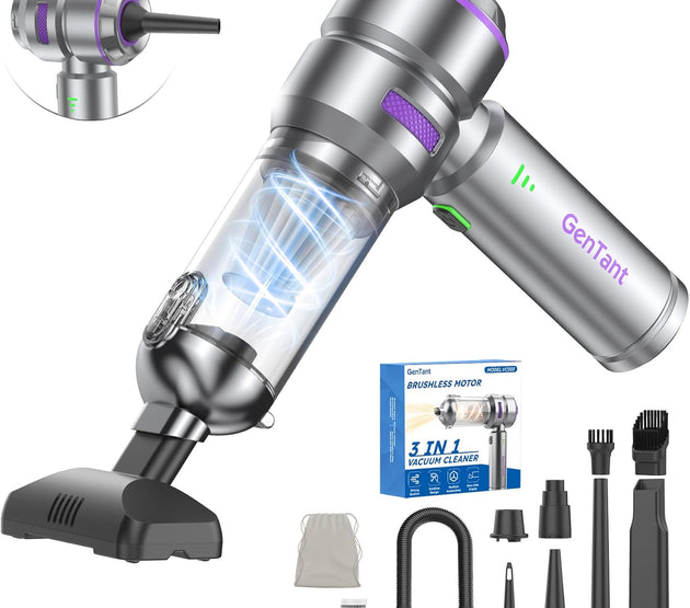 Mini Vacuum Cleaner Cordless, Car Vacuum Cleaner High Power Rechargeable Strong Suction Flexible Hose, Air Duster Blower Brushless Motor, Airify Pro Car Vacuum for Home Office Pet Hair