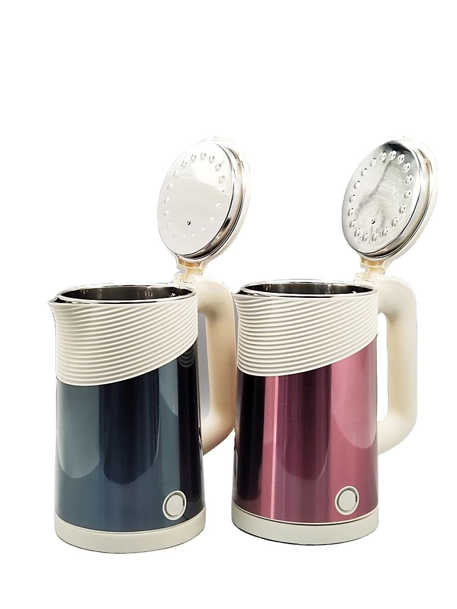 High-quality kitchen appliances 1500-watt electric kettles 1.8 liters colored stainless steel heats up on a wireless base