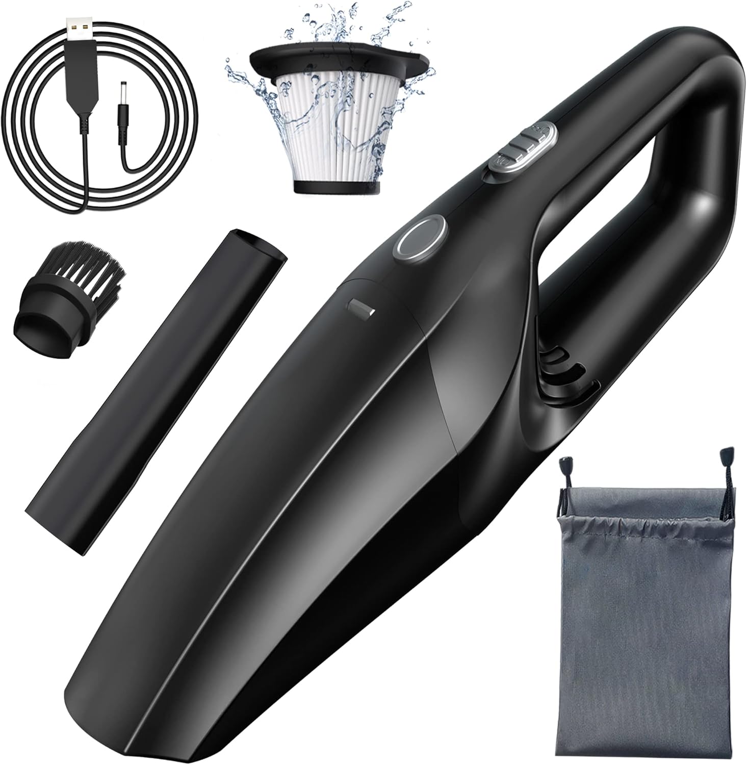 TEMOLA Handheld Vacuum Cordless, Car Vacuum Portable Cordless 12000Pa with Brushless Motor, 0.8lbs Lightweight Mini Vacuum Cleaner, Car Accessories for Women Home Pet Office