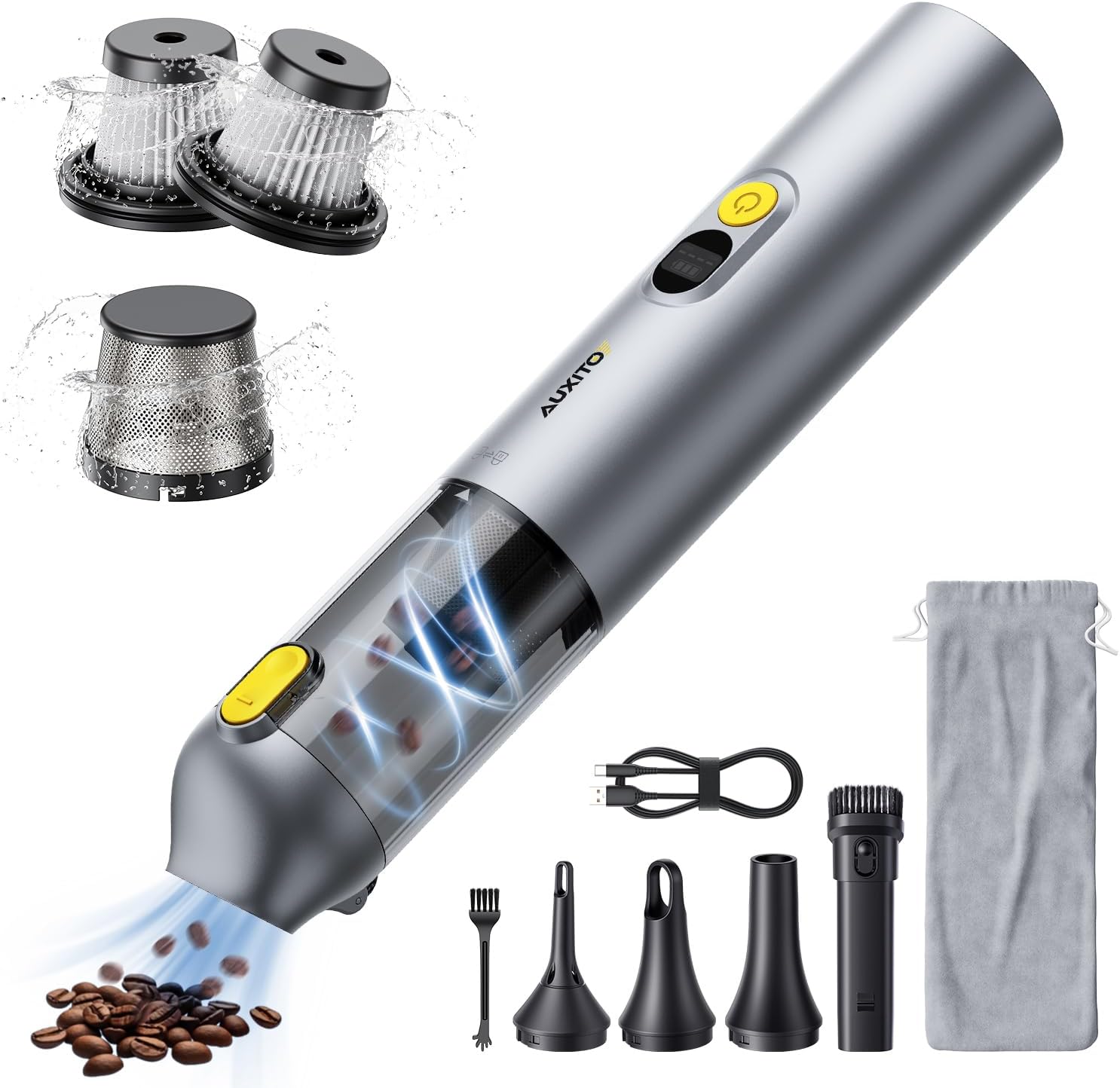 AUXITO Car Vacuum Portable Cordless 14000Pa Powerful Suction, Handheld Vacuum Blow & Suction 2 in 1, Small Vacuum Cleaner Hand Held Vacuum for Car, Home, Pet, Office (Black)