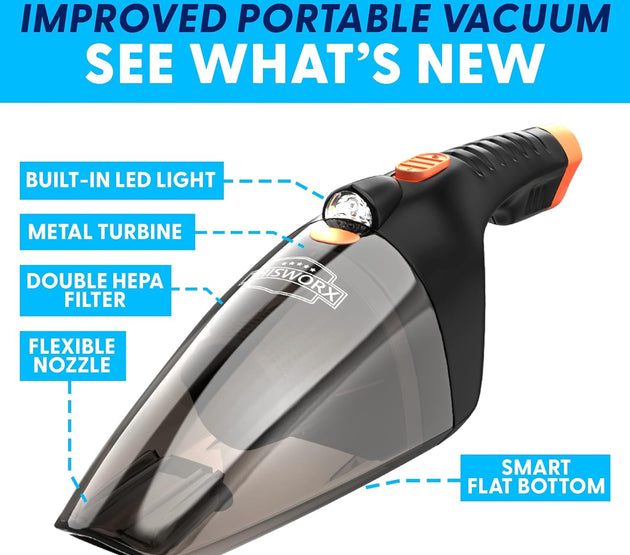 ThisWorx Car Vacuum Cleaner 2.0 - Portable Handheld Mini Vacuum Cleaner W/ 16ft Cord, Bag, & Attachments - Small Vacuum for Car, RV, Boats, Travel