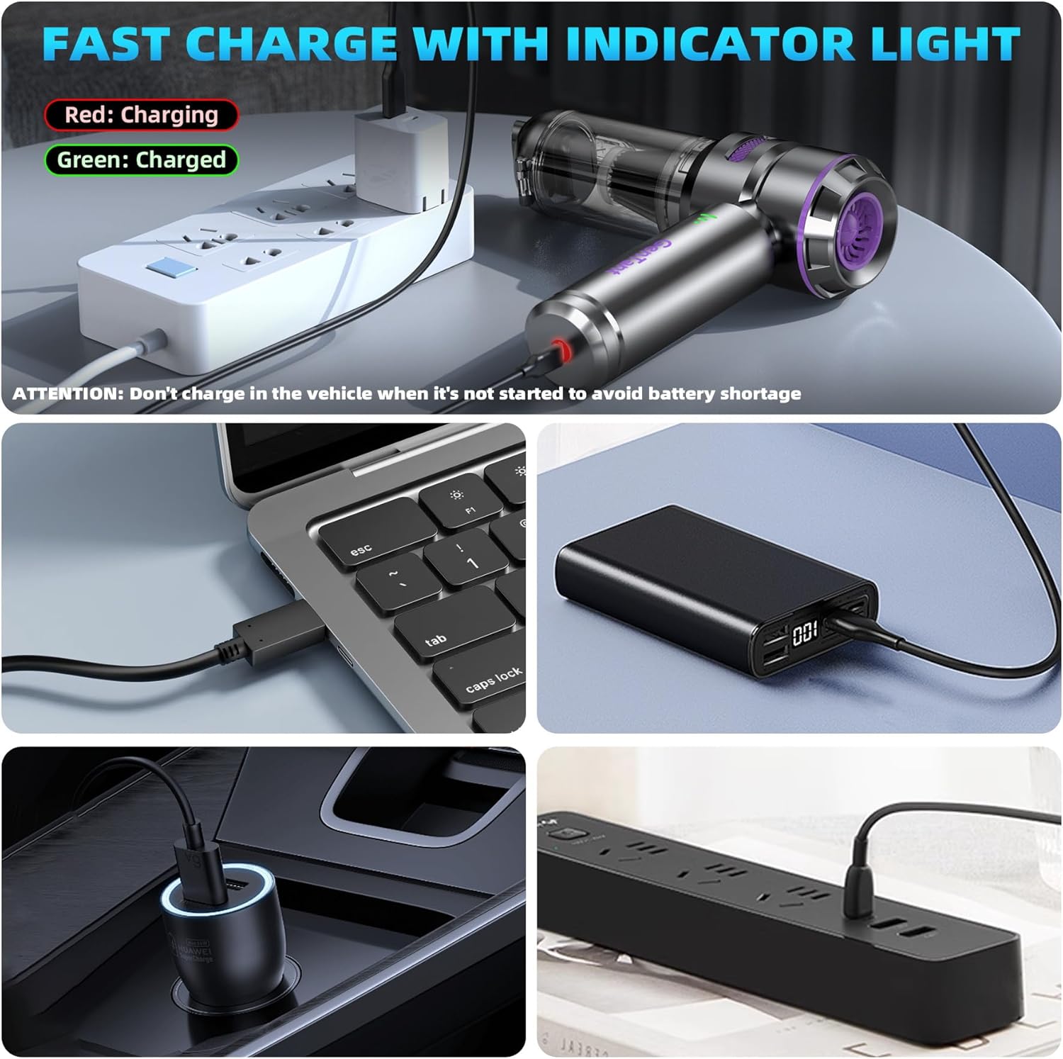 Mini Vacuum Cleaner Cordless, Car Vacuum Cleaner High Power Rechargeable Strong Suction Flexible Hose, Air Duster Blower Brushless Motor, Airify Pro Car Vacuum for Home Office Pet Hair