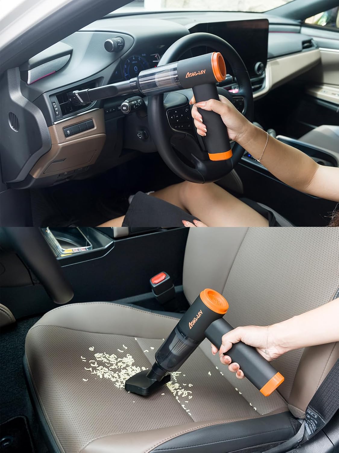 aokway Car Vacuum Portable Cordless 20000PA Powerful Suction, 7800mAh Mini Vacuum Cleaner for Car, Electric Air Duster & Blower, Mini Handheld Vacuum 4-in-1 Rechargeable for Home, Office Desk Cleaning