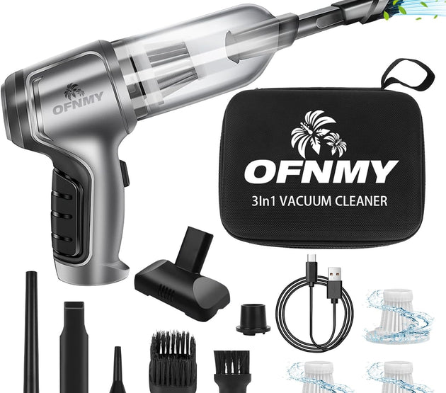 Wireless Handheld Car Vacuum Cleaner,Mini Car Vacuum Cleaner,15000Pa High Power Cordless Vacuum Cleaner,3 in 1 Portable Handheld Car Vacuum Cordless for Car,Office and Home Cleaning, Grey+black