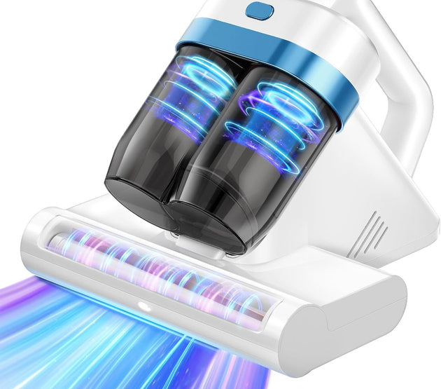 Mattress Cleaner Vacuum with Strong Suction, Ultrasonic Heating Tech & 140°F Heat & Widened Port Vacuum, 500W 20Kpa Power Double-Cup Handheld Bed Vacuums for Cribs Pillows Fabric Surface