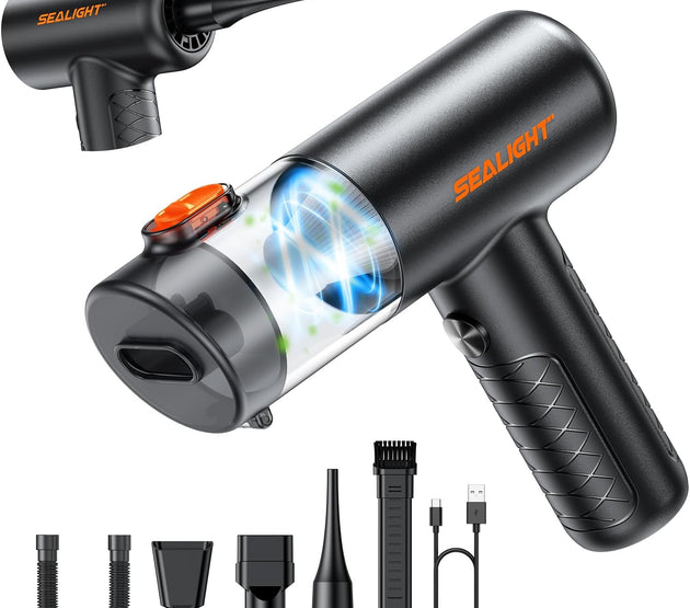 SEALIGHT Car Vacuum Portable Cordless, 22000PA Mini Vacuum Cleaner and Air Duster, 4 in 1 Hand Held Vacuum with Car Accessories, Cordless Vacuum Cleaner for Car, Pet, Home, Office