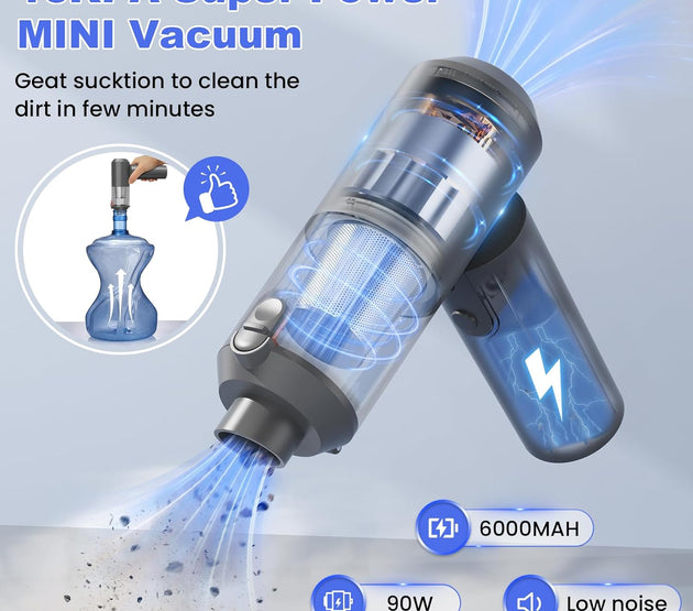 Car Vacuum Portable Cordless with 16000PA Ultra Suction 4-in-1 Foldable Air Duster & Brushless Motor Rechargeable Handheld Vacuum for Pet Hair, Car Seats, Home & Office Cleaning