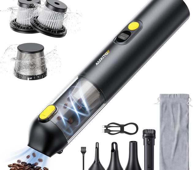 AUXITO Car Vacuum Portable Cordless 14000Pa Powerful Suction, Handheld Vacuum Blow & Suction 2 in 1, Small Vacuum Cleaner Hand Held Vacuum for Car, Home, Pet, Office (Black)