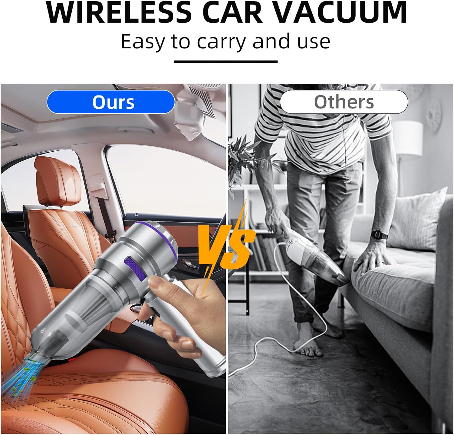 Car Vacuum Cleaner High Power - 22000PA Portable Car Vacuums 4 in 1 Compressed Air Duster & Air Blower & Pump Hand Held Vacuum Cordless with Brushless Motor for Cars Home Office