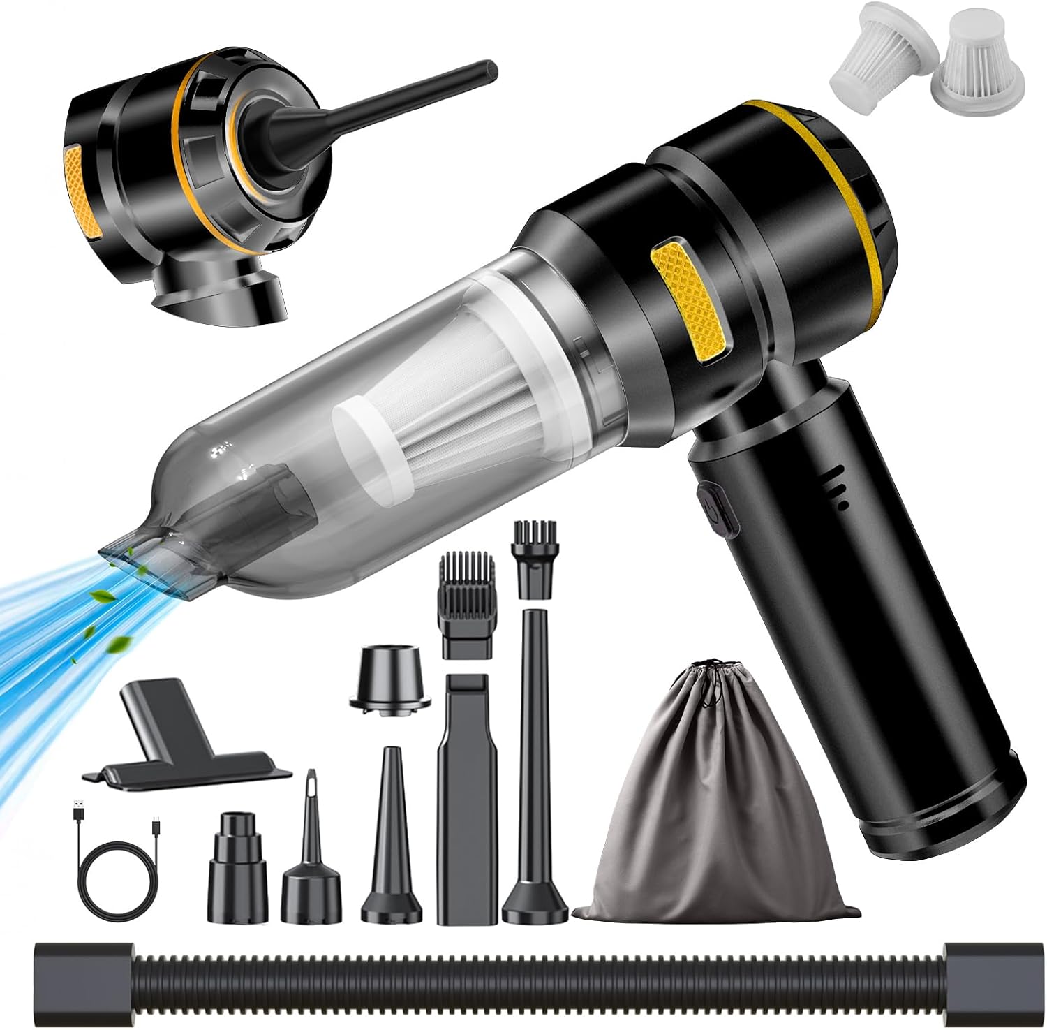 Car Vacuum Cleaner High Power - 22000PA Portable Car Vacuums 4 in 1 Compressed Air Duster & Air Blower & Pump Hand Held Vacuum Cordless with Brushless Motor for Cars Home Office