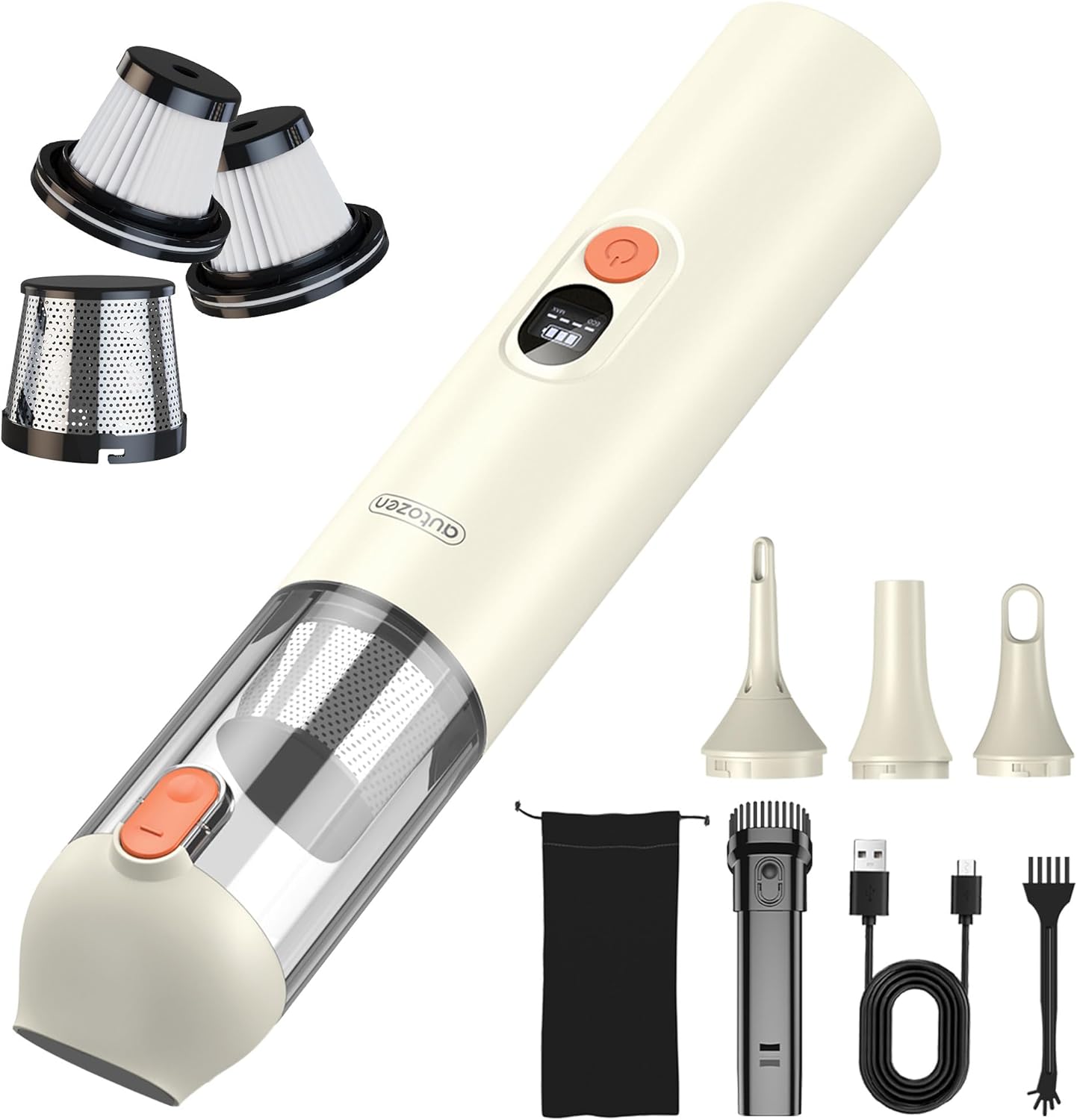 17000Pa Powerful Cordless Car Vacuum, 4-in-1 Handheld Cleaner for Cleaning, Blowing, Inflating & Pumping with LED Display & Light, Portable Mini Tool for Car, Home, Pet Hair, Office